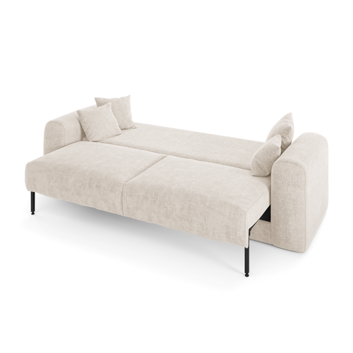 Sia Home - Slaapbank met opbergruimte, notenhout RIO - kruisbinding crème 250cm