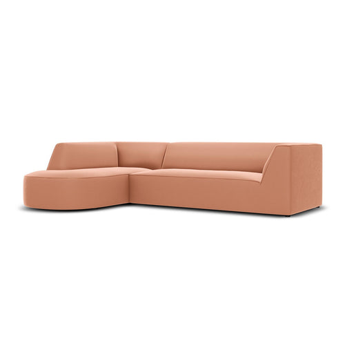 Cosmopolitan Design - Modulaire hoekbank links Siena 4-zits, flueel roze - 180x273x69cm