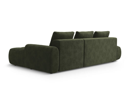 Cosmopolitan Design Converteerbare hoekbank rechts met opbergdoos Linz 3-zits, flueel groente - 142x275x84cm