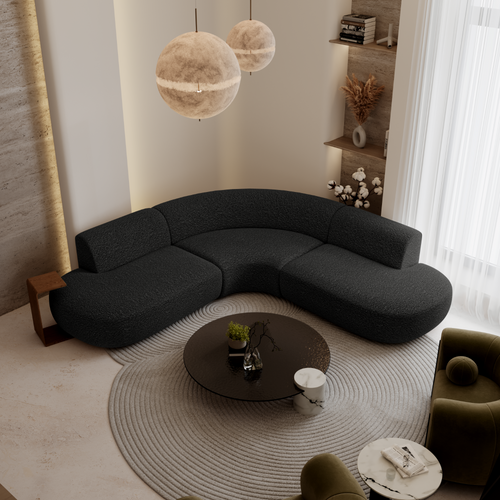 Premium Interiors - Hoekbank WONDER - bouclette zwart 90cm