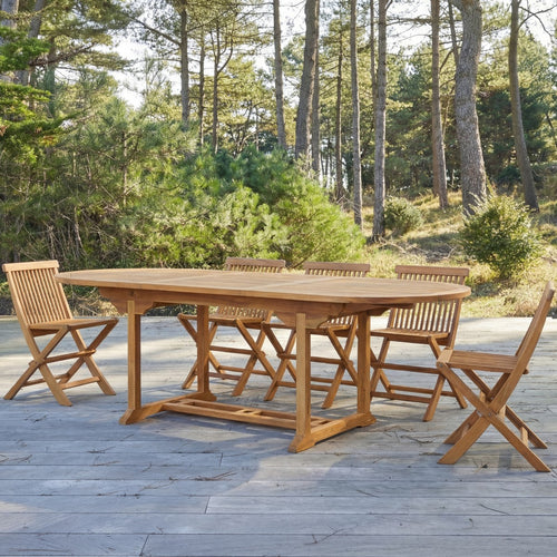 Tikamoon Ovale tuinset in massief acaciahout met 8 stoelen - Bruin