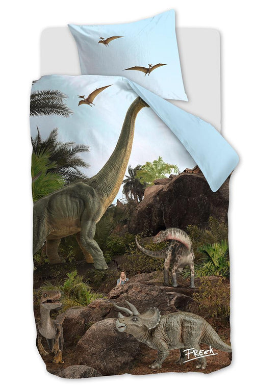 FREEK VONK dekbedovertrek Dappere Dinos - 140x200 cm - naturel - vtwonen shop