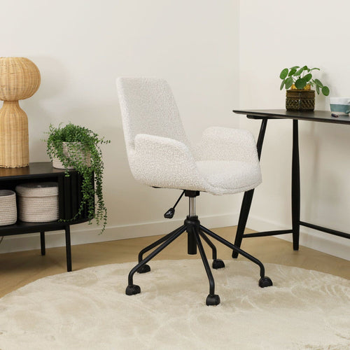 Nolon Nout-Eef Bureaustoelen Set van 2 - Bouclé Beige - Zwart
