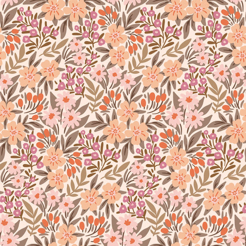 ESTAhome behang bloemen vergrijsd groen, roze en paars - 50 x 900 cm - 131451 - vtwonen shop