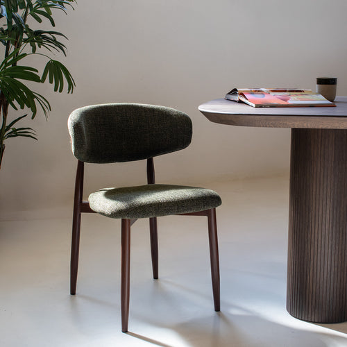 Giga Meubel Eetkamerstoel Alexia - Groen/Walnoot - Set van 2 - vtwonen shop