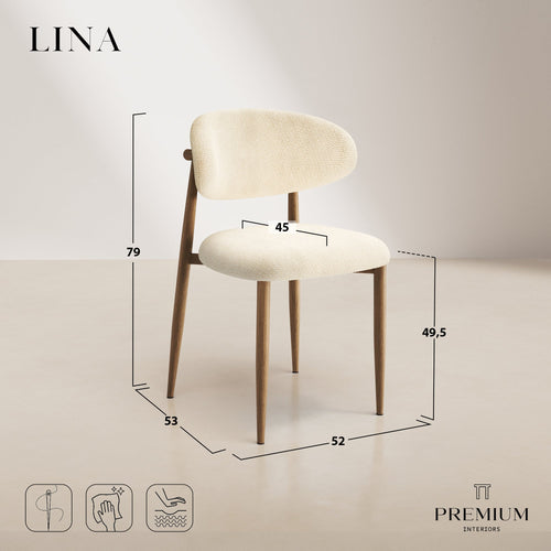 Premium Interiors - Set van 2 stoelen LINA - krullend fluweel crème 52cm