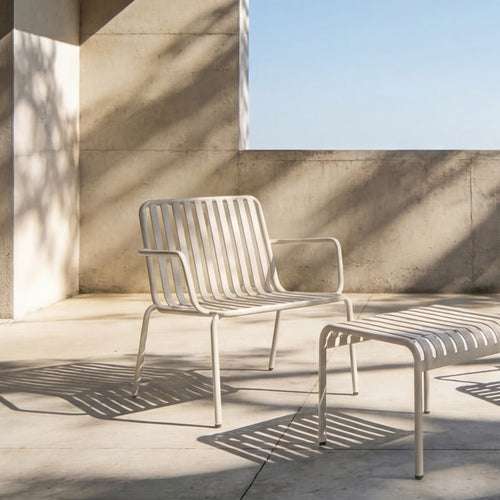 Tikamoon Lage tuinstoel van metaal in cremefarbenem - Beige