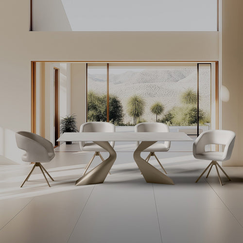Kare Design Eettafel Gloria 200x100cm beige keramiek wit