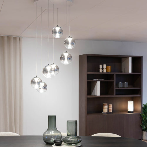 Atmooz hanglamp Monza 7 rond - wit - Ø 60 x H 167 cm - geïntegreerde led