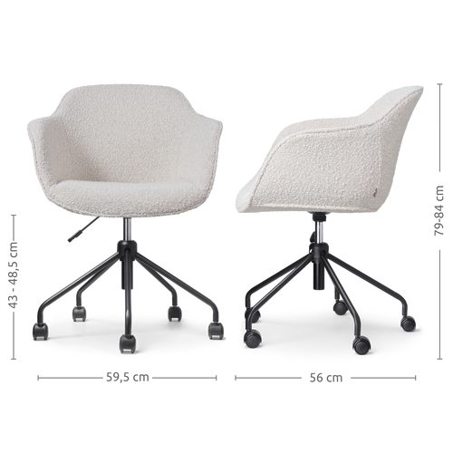 Nolon Nout-Mare Bureaustoel Bouclé Beige - Armleuning - Zwart