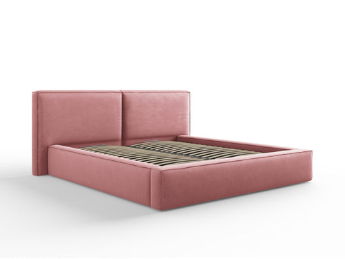 Micadoni Opbergbed met hoofdeinde Jodie 180x200cm, structurele stof, roze - 228x234x108cm