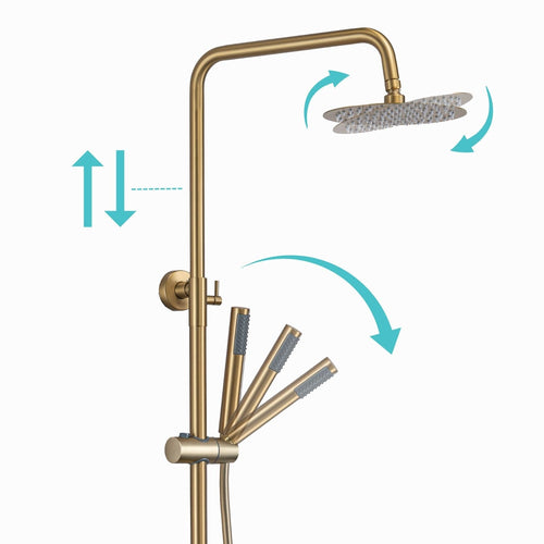 LOMAZOO regendoucheset Orlean - met thermostaatkraan, handdouche & slang - goud