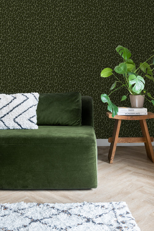 ESTAhome behang panterprint donkergroen - 53 cm x 10.05 m - 139153