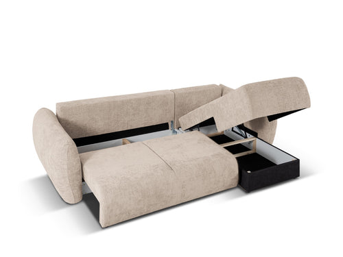 Cosmopolitan Design Converteerbare hoekbank rechts met opbergdoos Matera 4-zits, chenille, beige - 173x253x86cm
