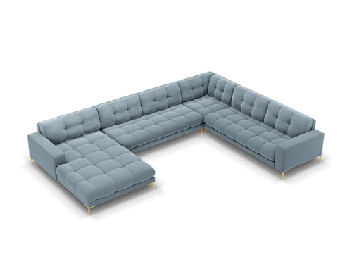 Cosmopolitan Design Panoramische hoekbank rechts Bali 7-zits, flueel, lichtblauw - 256x327x75cm