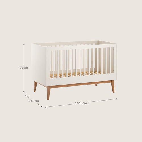Petite Amélie Babybed dat met je meegroeit AMANDE - 70x140 cm - Spaanplaat - mushroom