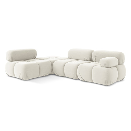 LaMiaSofa hoekbank links Sanremo - velours - lichtbeige - 285x190x70