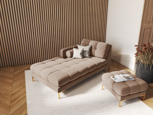 Cosmopolitan Design linker meridiaan Bali flueel, beige - 185x102x75cm