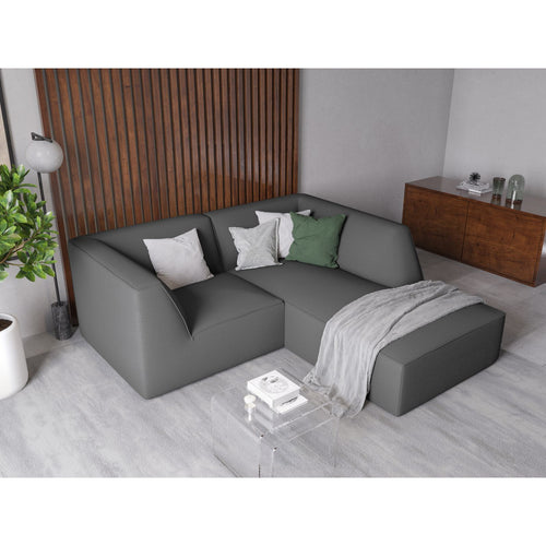 Cosmopolitan Design - Modulaire hoekbank rechts Siena 3-zits, structurele stof grijs - 180x186x69cm