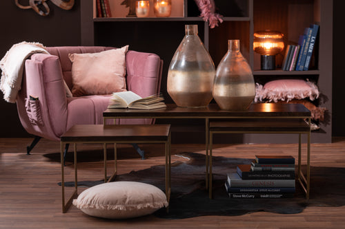 J-Line salontafel Rafi 3Delig Ijzer/hout - goud/donkerbruin - vtwonen shop