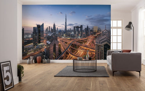 Sanders & Sanders fotobehang dubai blauw, grijs en beige - 450 x 280 cm - 612700