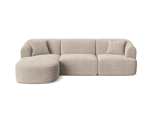 Cosmopolitan Design Modulaire hoekbank links Campi 4-zits, ribfluwelen cappuccino - 156x256x70cm