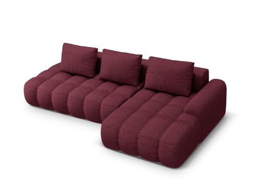 Cosmopolitan Design Converteerbare hoekbank rechts met opbergdoos Linz 3-zits, structurele stof bordeaux - 142x275x84cm
