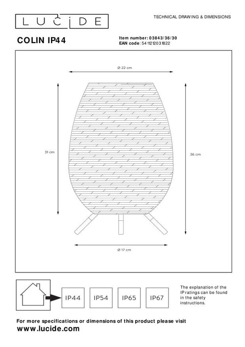 Lucide tafellamp COLIN IP44 - Geïntegreerde LED - Zwart - vtwonen shop