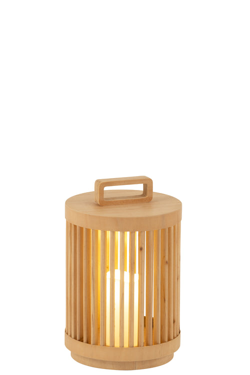 J-Line lamp Cylinder - sparhout - naturel - small - LED lichtjes - vtwonen shop
