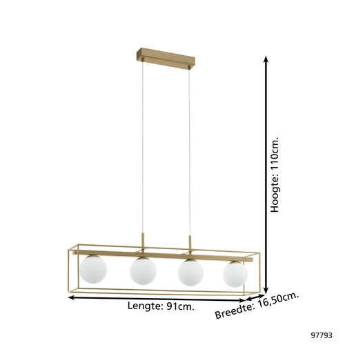 EGLO hanglamp Vallaspra - e14 - 91 cm - goud/wit