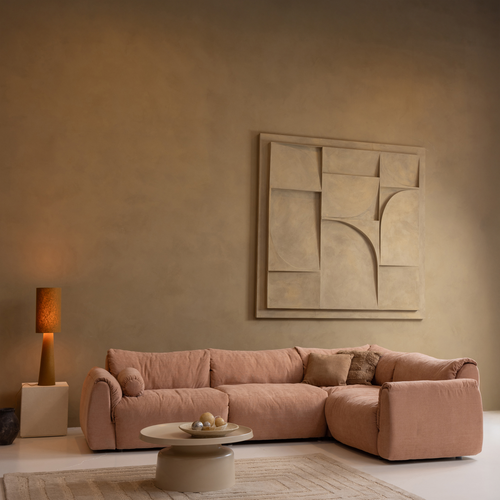 WOOOD hoekbank rechts Baggy - Geweven Chenille - Oud Roze - 81x396x214 - vtwonen shop