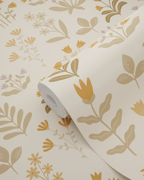 ESTAhome behang veldbloemen warm beige - 50 x 900 cm - 131096 - vtwonen shop