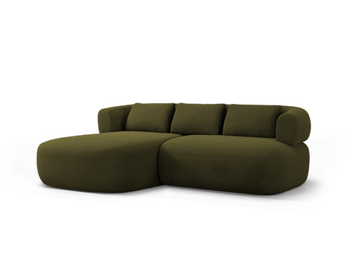 Micadoni linker hoekbank Jenny 5-zits, flueel groente - 145x200x73cm