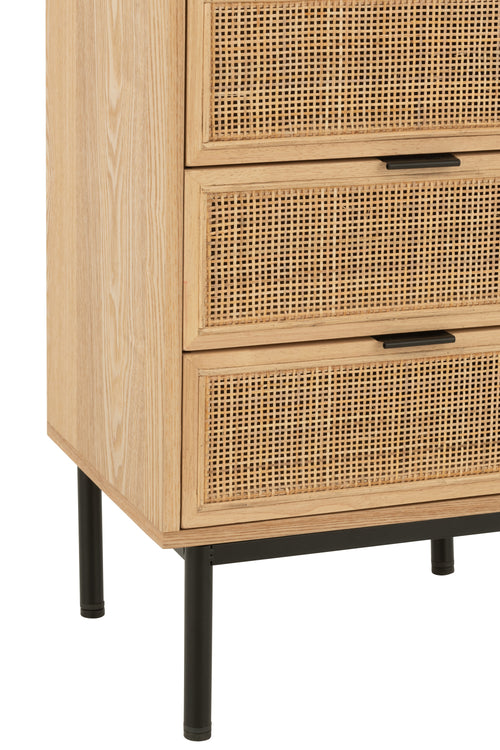 J-Line kast 5 Lades - hout/metaal - naturel/zwart