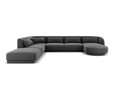 Cosmopolitan Design Panoramische hoekbank links Tulum 6-zits, flueel, grijs - 255x330x70cm