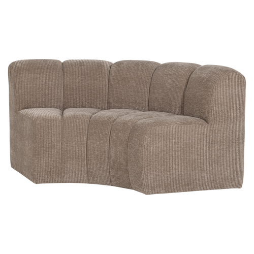 WOOOD eetbank halfronde hoek rugleuning Mojo - Rib - Donkerzand - 83x152x74