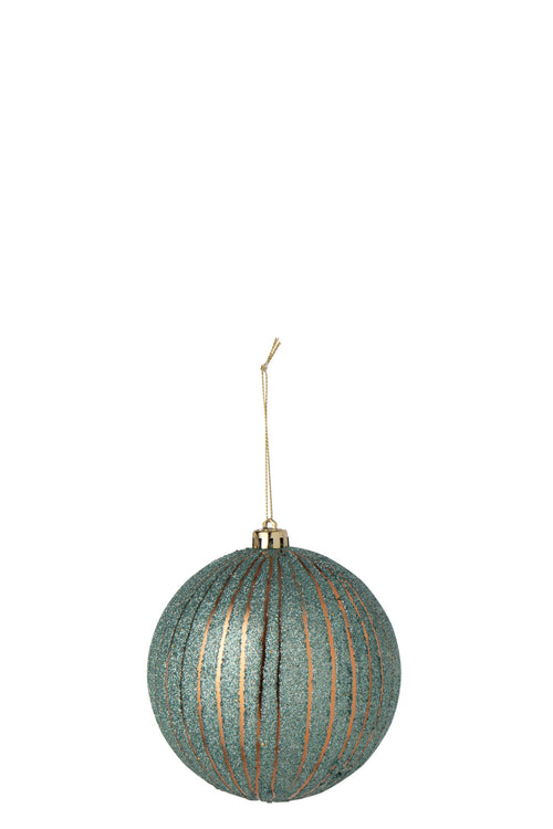 J-Line Kerstbal - polystyreen - goud/azuurblauw - set van 16