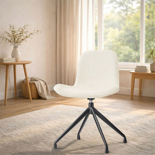 Nolon Nola-Fé Draaibare Eetkamerstoel Rib Beige - Zwart Onderstel