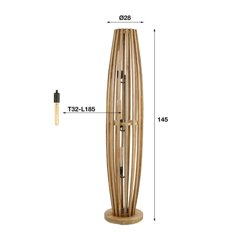 Giga Meubel Vloerlamp Orbit L - Mangohout Naturel - 3-Lichts - 145x28x28cm - vtwonen shop