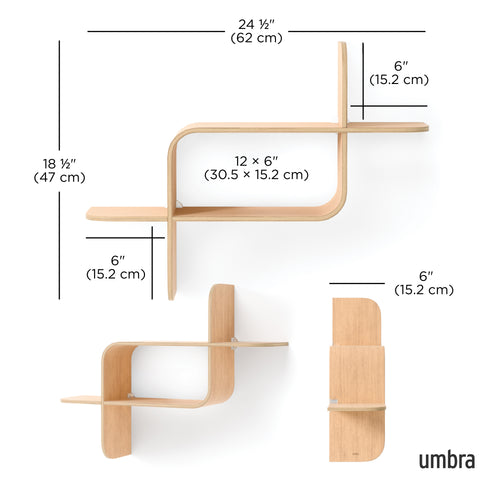 Umbra wandplank Montage - 64 x 48 x 16 cm - Naturel