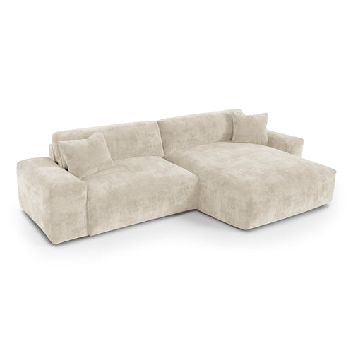Premium Interiors - Rechthoekige hoekbank CHEER - gewaafd fluweel beige 312cm