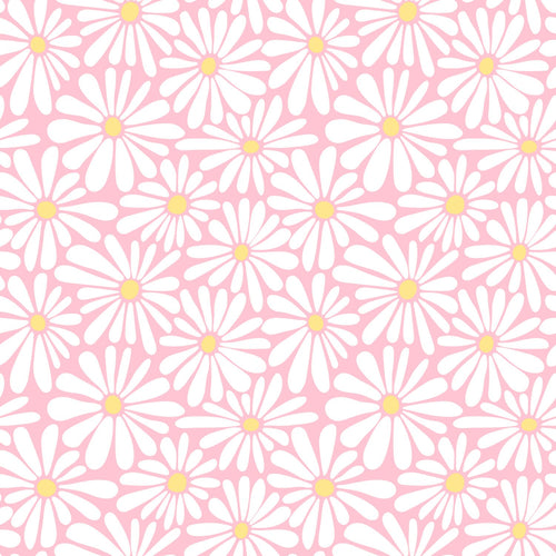 ESTAhome behang madeliefjes licht roze en geel - 50 x 900 cm - 131813