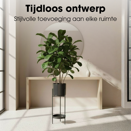 Mica Decorations Colyn Bloempot op Poten - Plantenpot - Bloempot Binnen of Planten Pot - Plantenstandaard van IJzer - H60 x Ø19 cm - Zwart