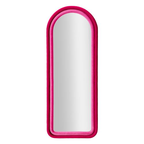 Wandspiegel in roze fluweel 60x4x160 cm