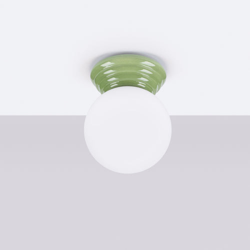 Sollux Lighting Plafondlamp ZORI groen IP44 - 12x16x12cm