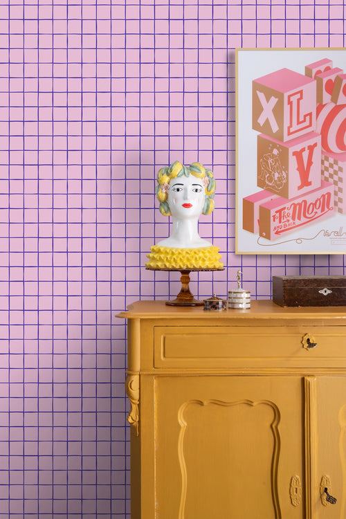 ESTAhome behang geblokt motief paars - 50 x 900 cm - 131593 - vtwonen shop