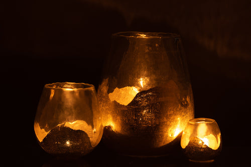 J-Line windlicht Zoe Rond - glas - goud - large - vtwonen shop