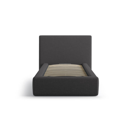 Cosmopolitan Design - Opbergbed met hoofdeinde Asti 90x200cm structurele stof antraciet - 220x130x95cm