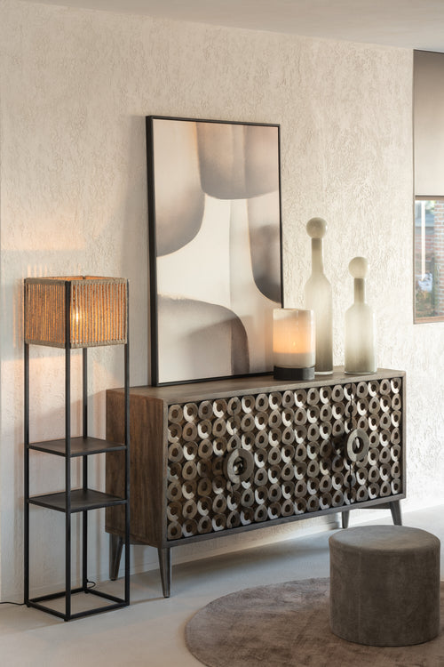 J-Line vaas fles + stop Effen - glas - wit - large - vtwonen shop