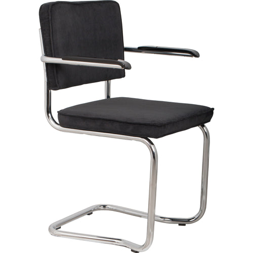 Zuiver Ridge Rib Kink Eetkamerstoelen met armleuning Zwart - Set van 2 - vtwonen shop